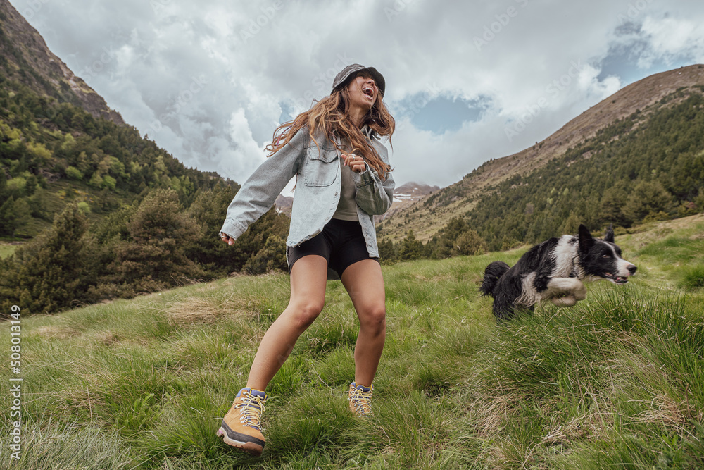 Latin young girl in the mountains of Andorra.