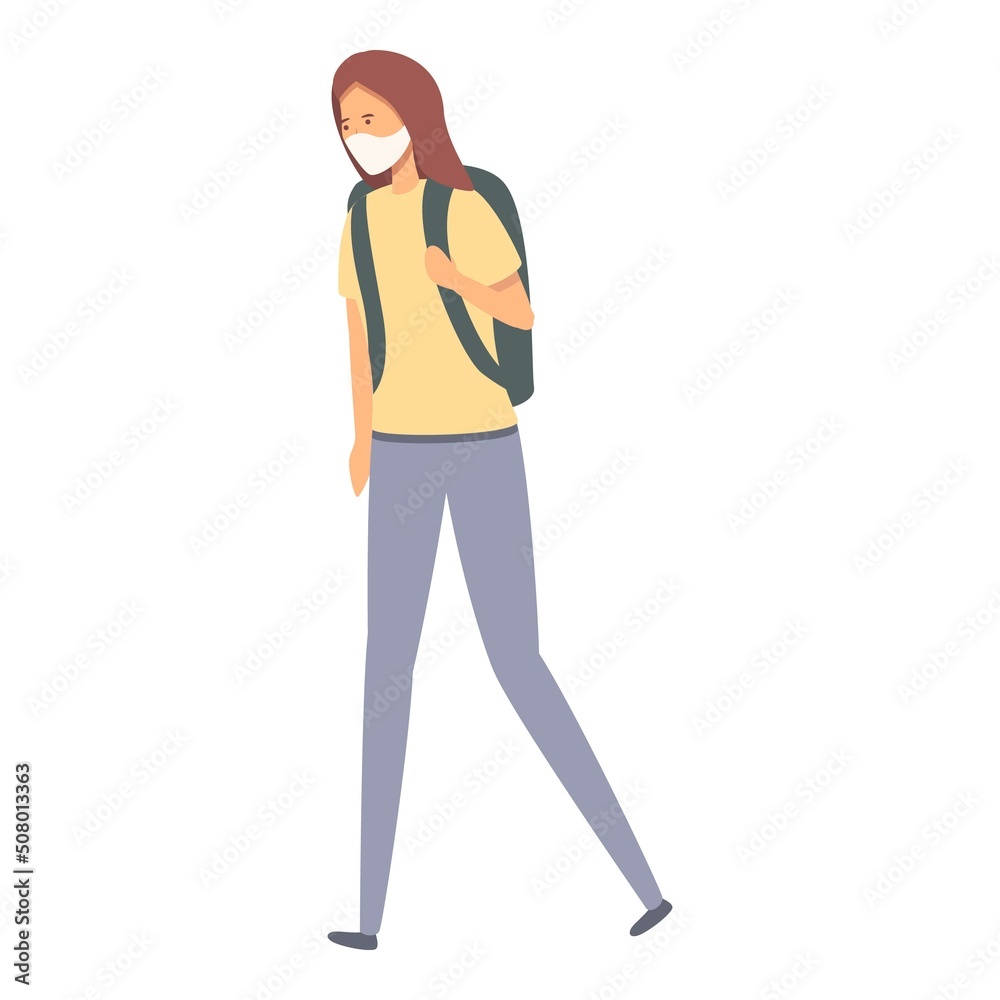 Fototapeta premium Girl in mask icon cartoon vector. Summer tourism. Airport trip