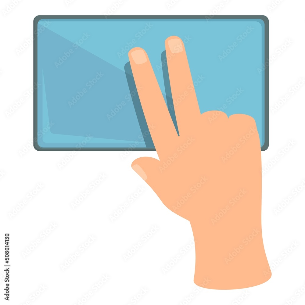 Two finger touch icon cartoon vector. Phone screen. Mobile app