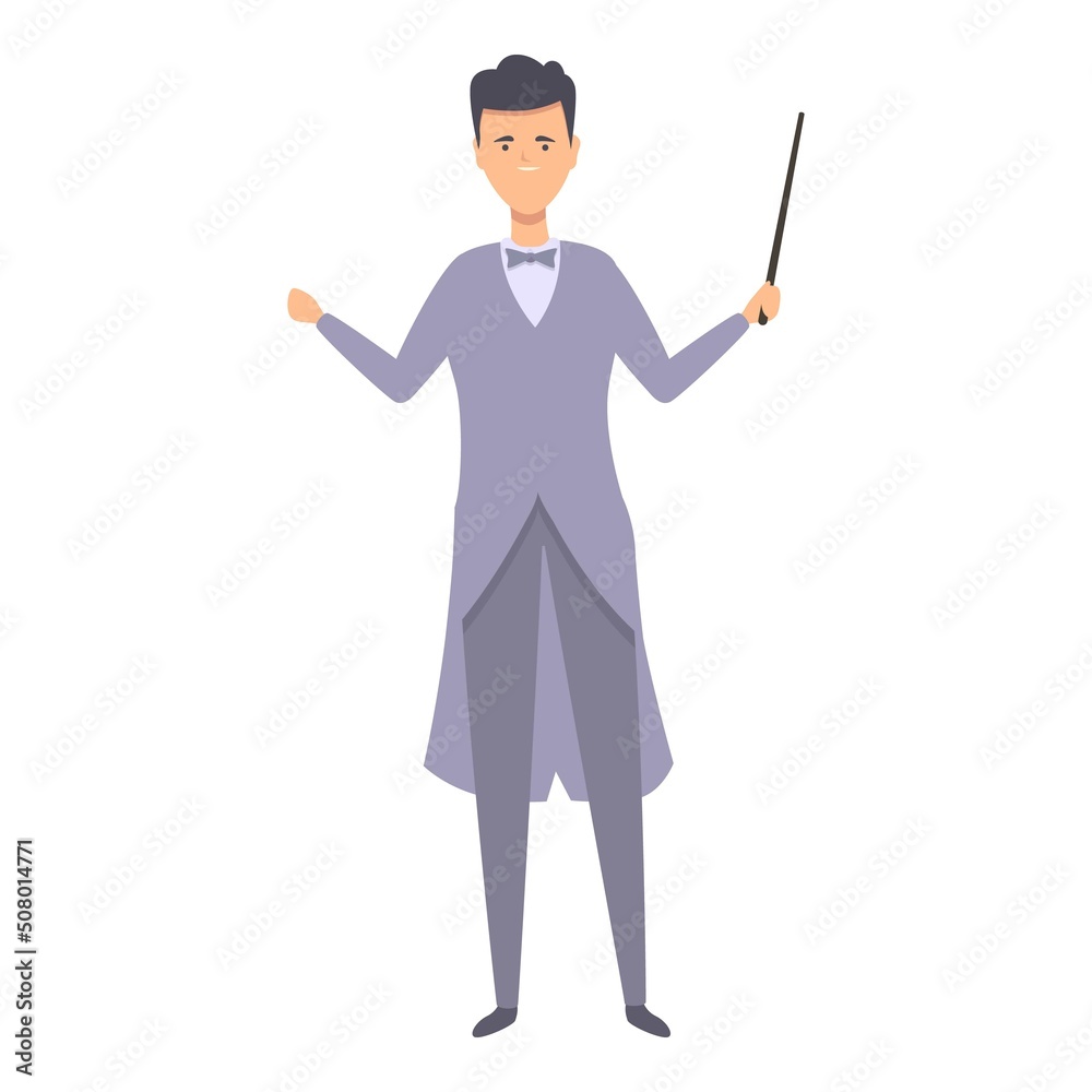 Bandmaster icon cartoon vector. Music school. Child singer Bandmaster icon cartoon vector. Music school. Child singer