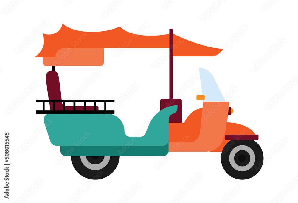 Tuc tuc taxi motorcycle Public Transport. Vector illustration