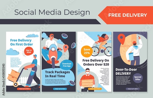 Free delivery special offers at social media set