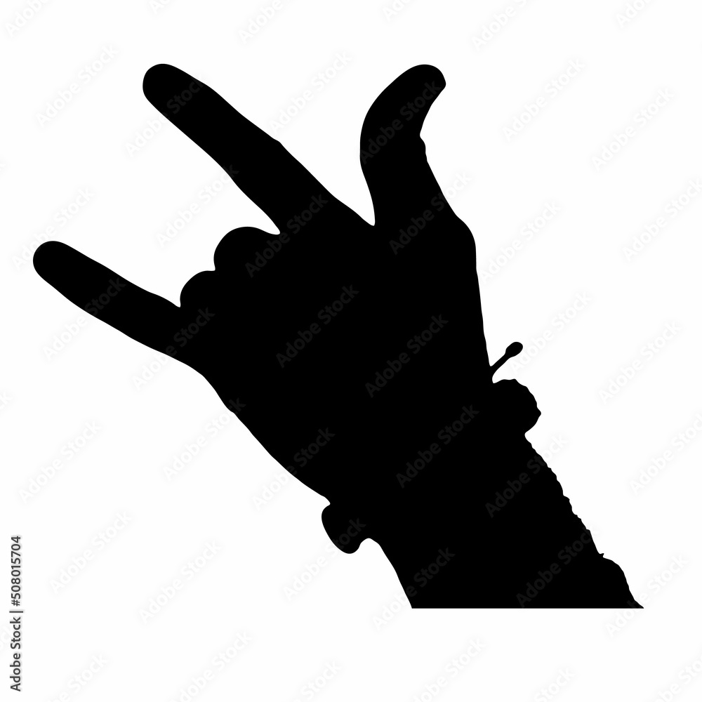 rock sign with hand on a white background vector art.