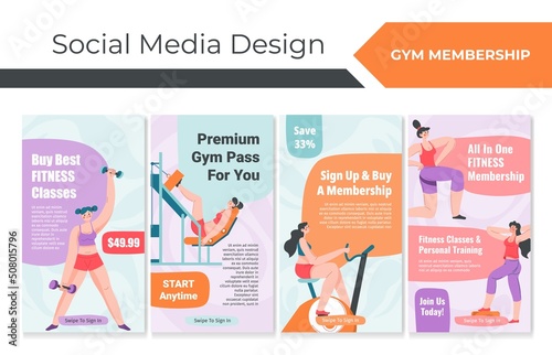 Gym membership advertising at network banner set