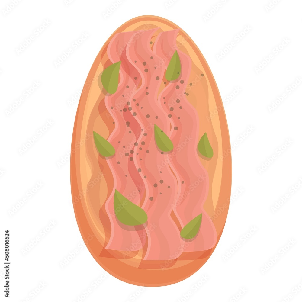 Bacon bruschetta icon cartoon vector. Toast food. Starter lunch Bacon bruschetta icon cartoon vector. Toast food. Starter lunch
