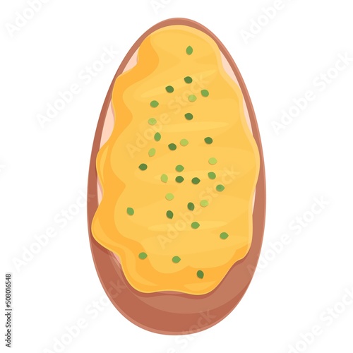 Sauce bruschetta icon cartoon vector. Cheese bread. Italian recipe