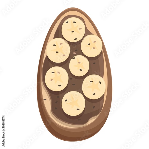 Banana bruschetta icon cartoon vector. Italian bread. Toast food