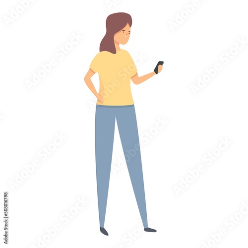 Smartphone stress reduction icon cartoon vector. Noise lifestyle. Mind spa
