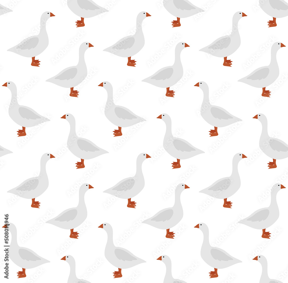 Obraz premium Vector seamless pattern of hand drawn flat goose duck isolated on white background
