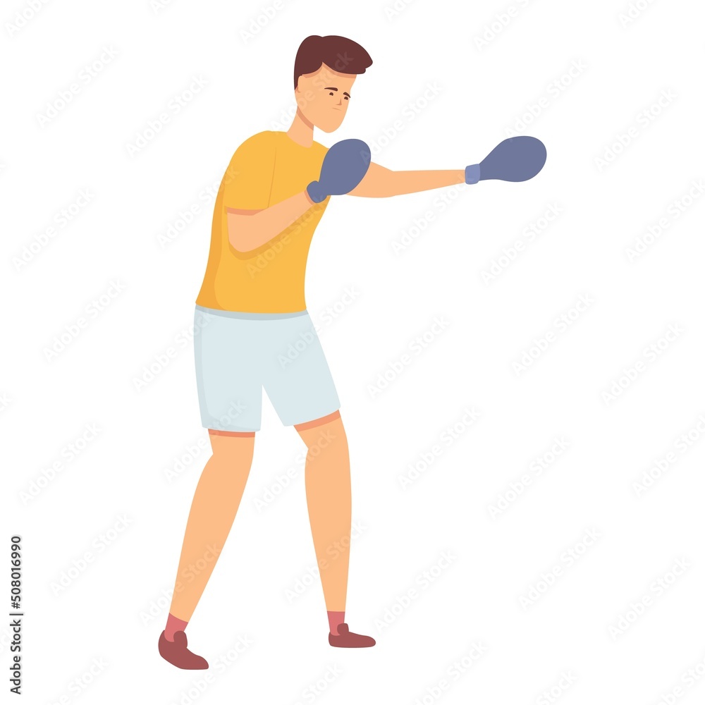 Boxing stress reduction icon cartoon vector. Body lifestyle. Spa life