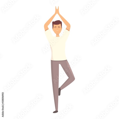 Yoga stress reduction icon cartoon vector. Meditate lifestyle. Desk spa