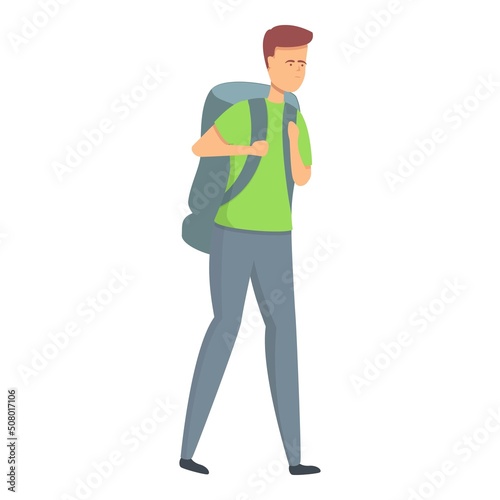 Camping stress reduction icon cartoon vector. Meditate mind. Outside skills