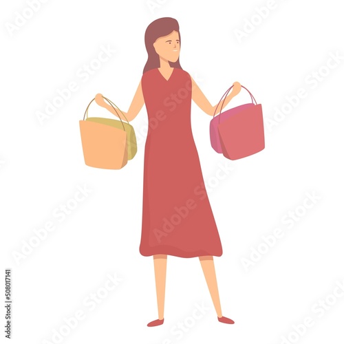 Shopping stress reduction icon cartoon vector. Economy outside. Mind life
