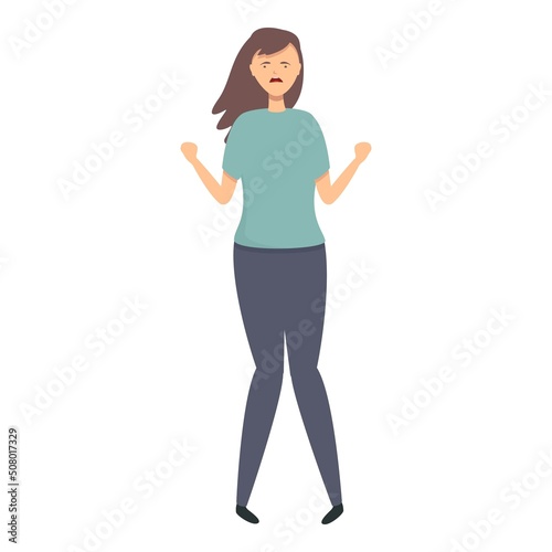 Woman cry icon cartoon vector. Noise recession. Loud spa