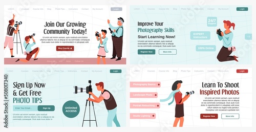Photography courses offer at landing banner set
