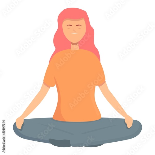Meditation stress reduction icon cartoon vector. Medicine massage. Spa mind
