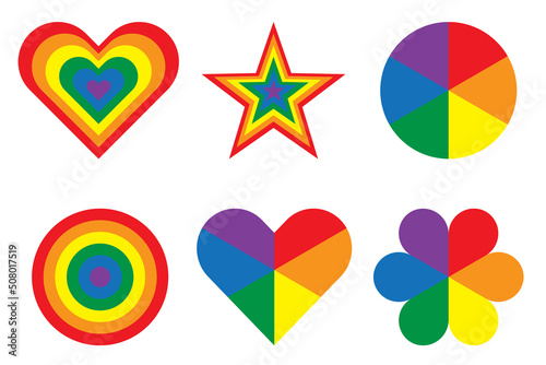 Different shapes in rainbow color for LGBT pride month. vector illustration.