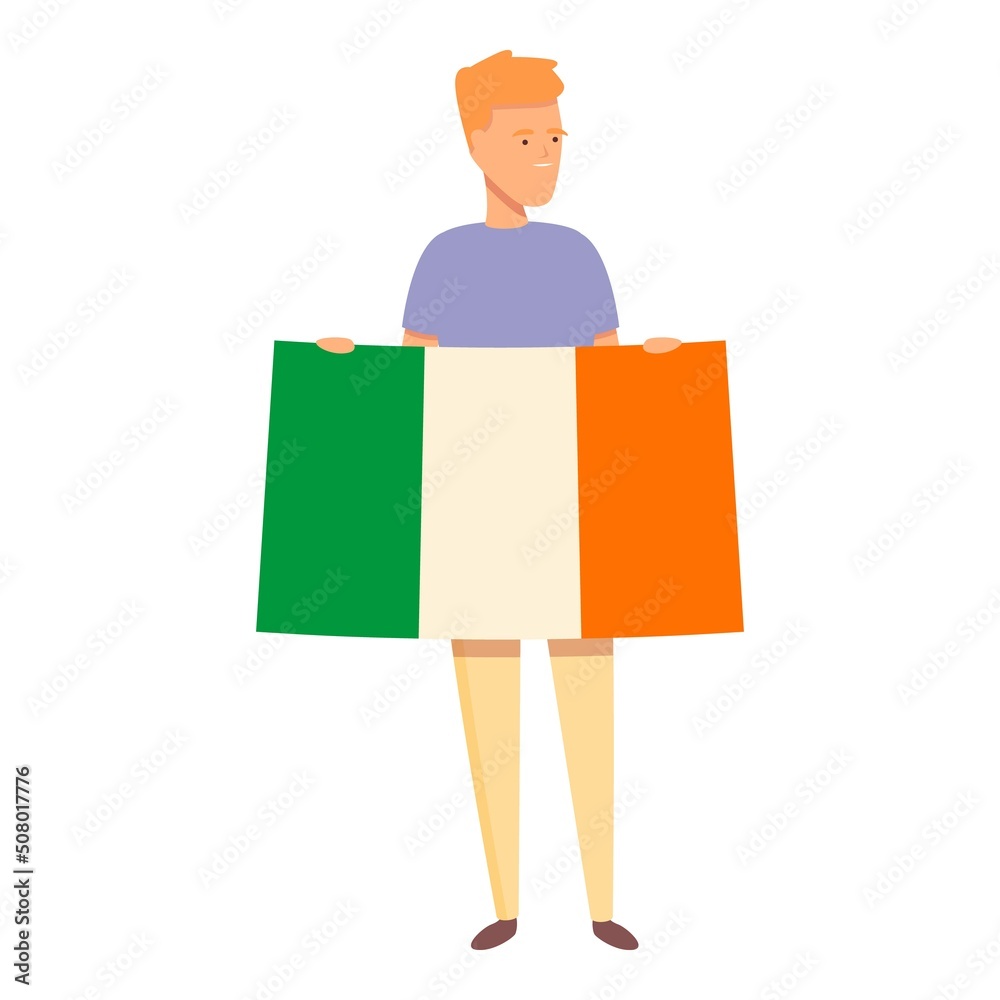 Boy with Ireland flag icon cartoon vector. Cute kid. World day Boy with Ireland flag icon cartoon vector. Cute kid. World day