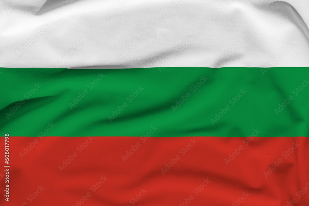 Bulgaria national flag, folds and hard shadows on the canvas
