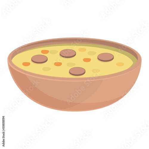 Sausage soup icon cartoon vector. Cuisine culture. Travel map photo