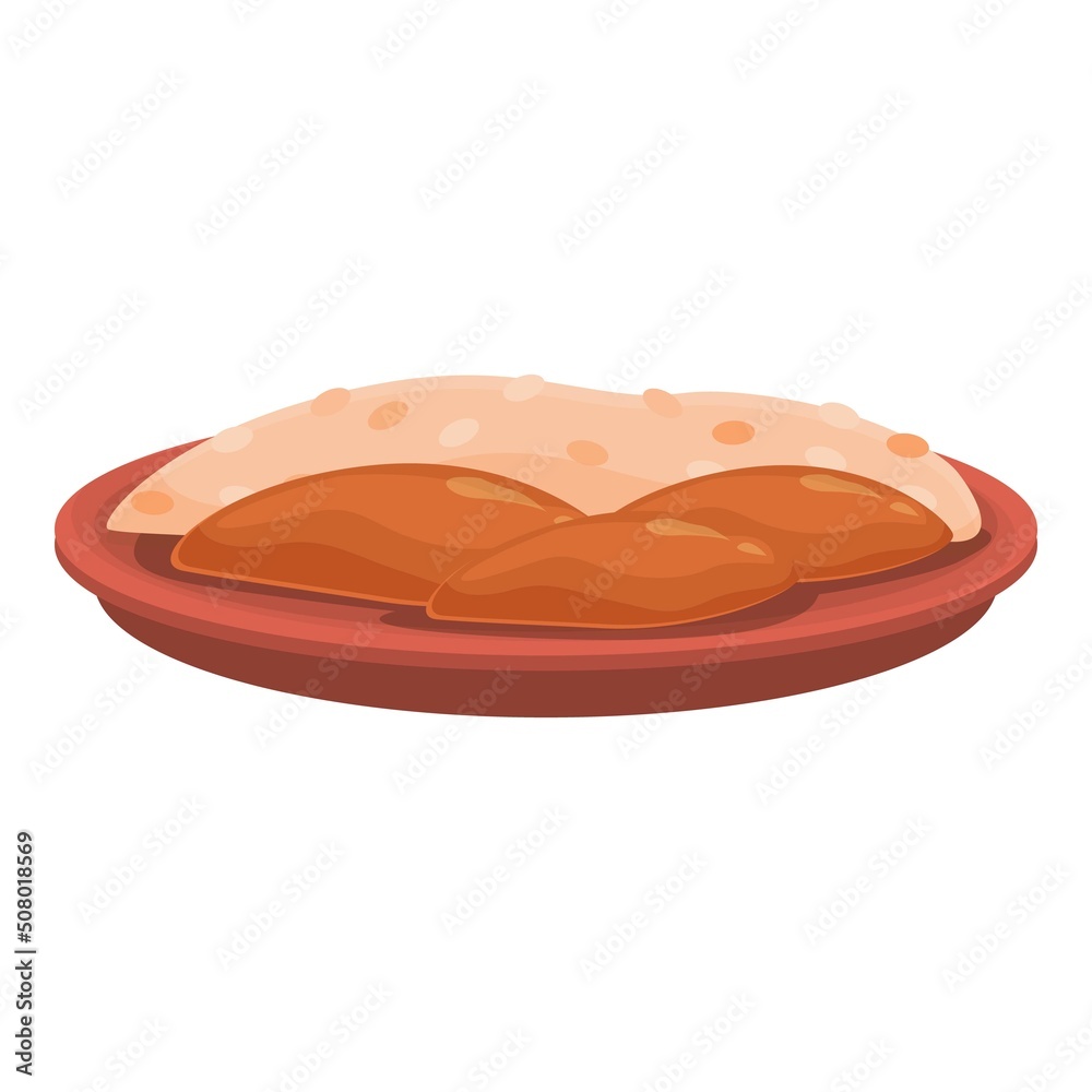 Caribbean food icon cartoon vector. Rice plate. Chicken couscous Caribbean food icon cartoon vector. Rice plate. Chicken couscous