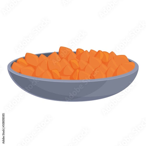 Caribbean vegan food icon cartoon vector. Rice jerk. Dish friend