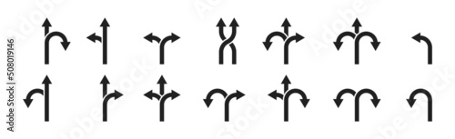 Direction arrow sign set. Road direction icon. Vector EPS 10