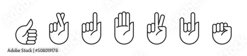 Hand gesture line icon set. Vector EPS 10