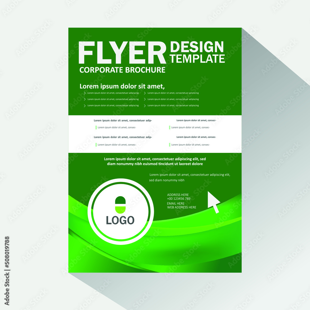 green color modern flyer, brochure design template 