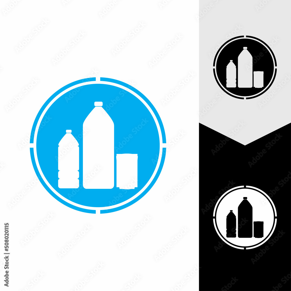 Plastic bottle and glass vector icon Plastic bottle and glass vector icon