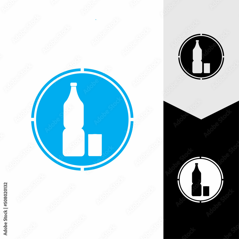 Plastic bottle and glass vector icon Plastic bottle and glass vector icon