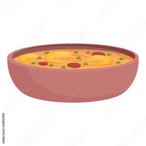 Shrimp soup icon cartoon vector. Spanish food. Spain tapas