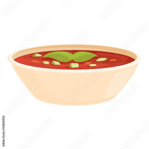 Tomato soup icon cartoon vector. Spain food. Restaurant dish