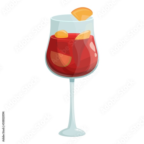 Wine glass icon cartoon vector. Spain food. Spanish bar