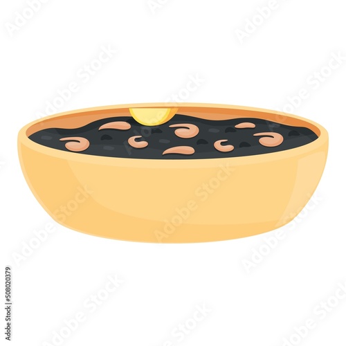 Seafood bowl icon cartoon vector. Spanish food. Spain tapas