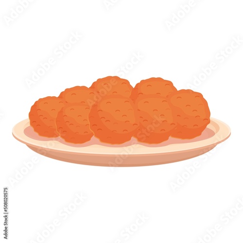 Meat balls icon cartoon vector. Spanish food. Seafood product