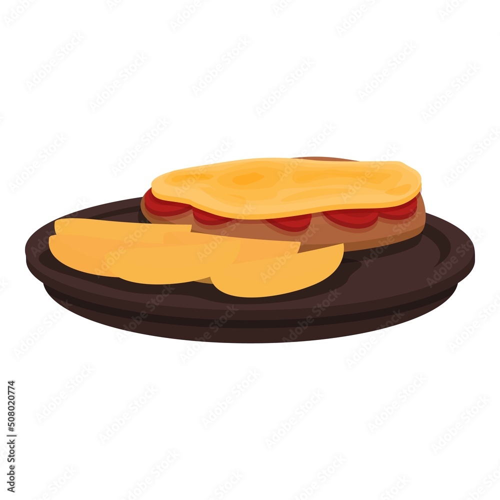 Tomato sandwich icon cartoon vector. Buffet menu. Dinner food Tomato sandwich icon cartoon vector. Buffet menu. Dinner food