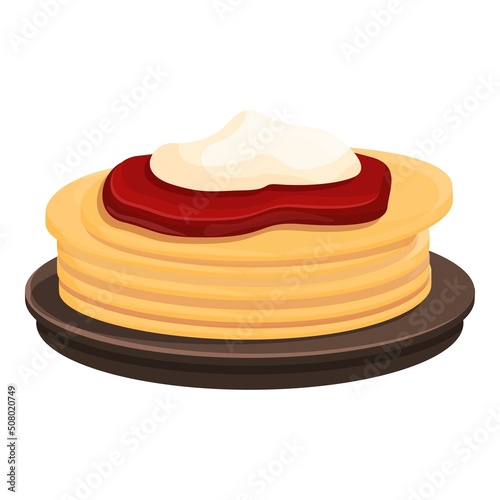 Australian pancake icon cartoon vector. Food dinner. English menu