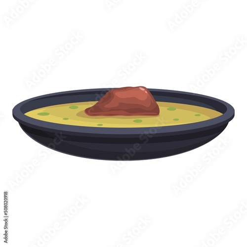 Chicken soup icon cartoon vector. Dinner food. Plate menu