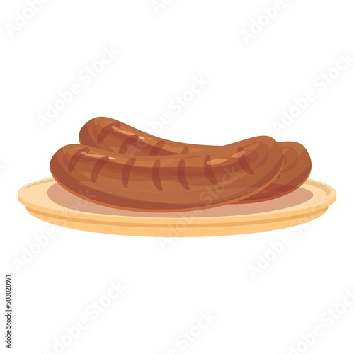 Grilled sausage icon cartoon vector. Food cuisine. Dinner menu