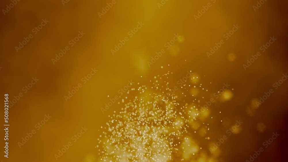 Banner yellow gold bokeh particles glitter awards dust gradient abstract background. Futuristic glittering in copy space on sparkle background text advertisement.