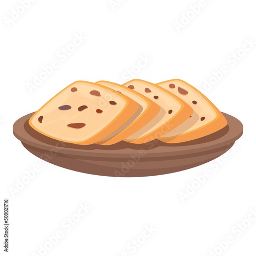 Nut bread icon cartoon vector. Austria cuisine. Cake food