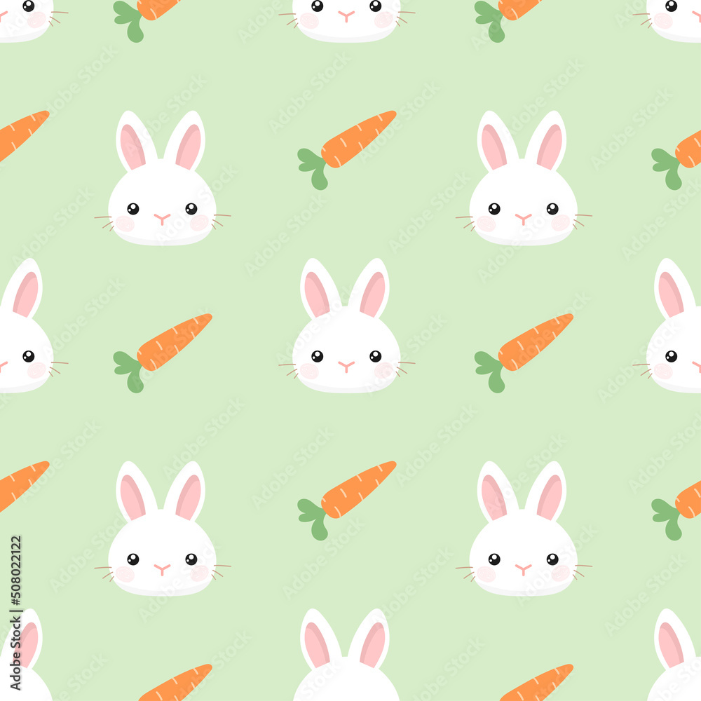 Cartoon bunny rabbit with carrot seamless pattern. Vector illustration Cartoon bunny rabbit with carrot seamless pattern. Vector illustration