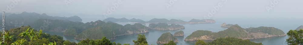 Hạ Long Bay limestone karst rock landscapes in northeast Vietnam.