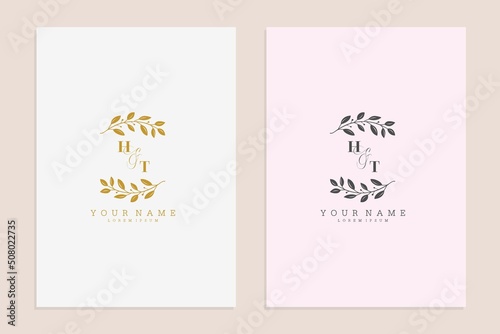 Tableau sur toile HT initial wedding floral simple modern vector graphic template