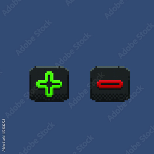 plus and minus sign in pixel art style