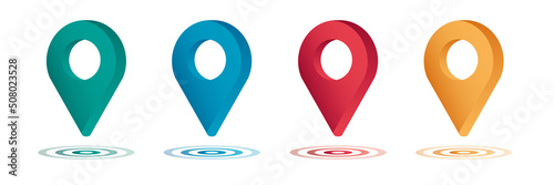 Set color maping pin location 3d vector icons photo