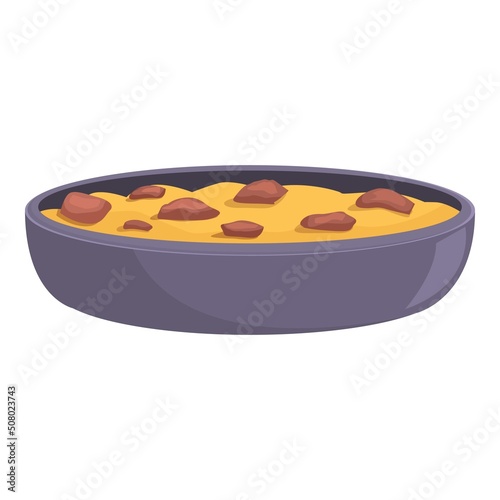 Meat food icon cartoon vector. Rice meal. Azerbaijan dish