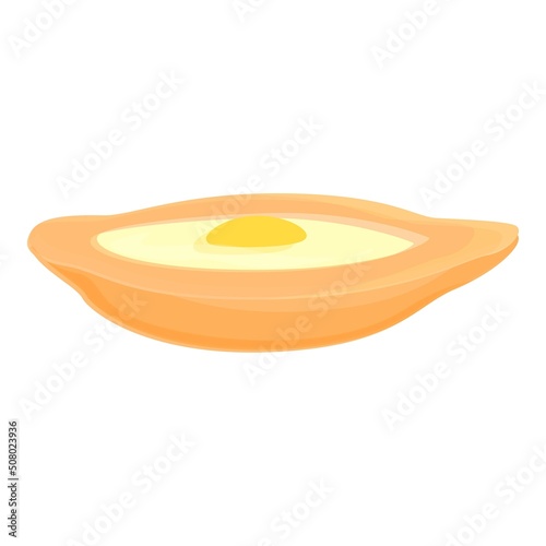 Azerbaijan fried egg icon cartoon vector. Rice food. Meat meal