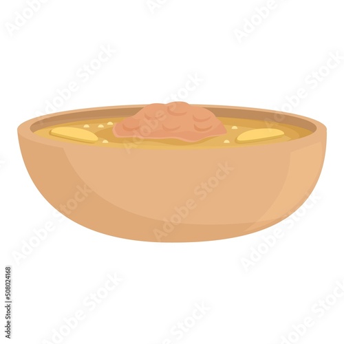 Meat soup icon cartoon vector. Azerbaijan dish. Cuisine pilaf